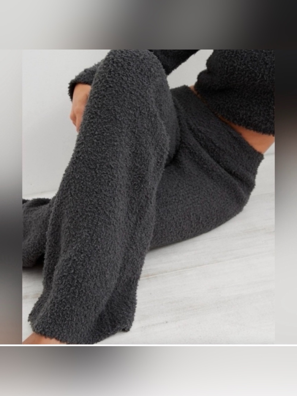 Aerie Marshmallow Fuzzy Fleece Sherpa Lounge Pants Charcoal Gray Medium